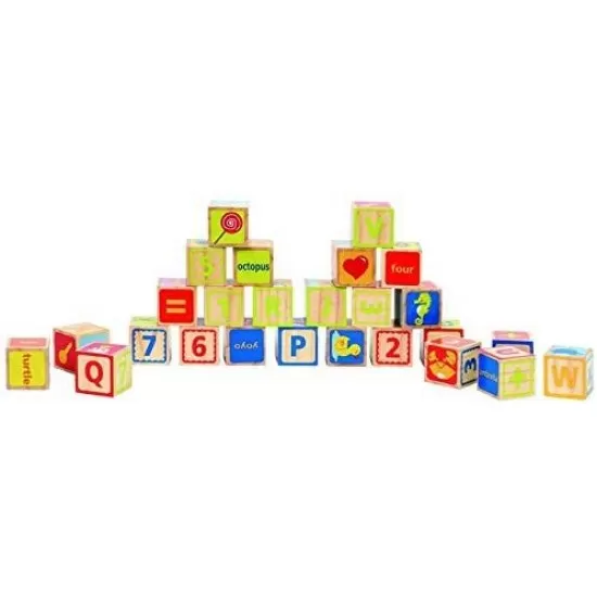 Set cuburi din lemn ABC Hape 26 piese