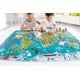 Puzzle 2 in 1 Hape 100 piese - Turul lumii Puzzle 2 in 1 Hape 100 piese - Turul lumii