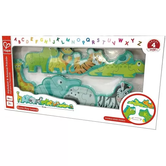 Puzzle din lemn alfabet si animale 26 piese Hape Puzzle din lemn alfabet si animale 26 piese Hape