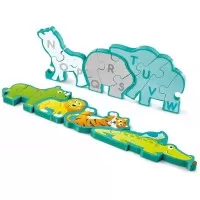 Puzzle  din lemn alfabet si animale 26 piese Hape