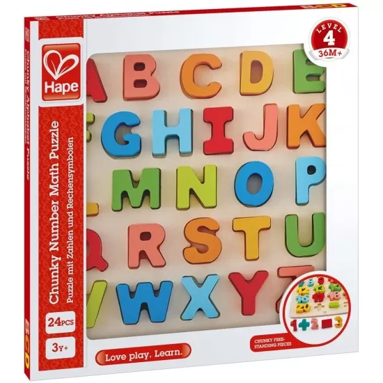 Puzzle alfabet din lemn 27 piese Chunky Hape Puzzle alfabet din lemn 27 piese Chunky Hape