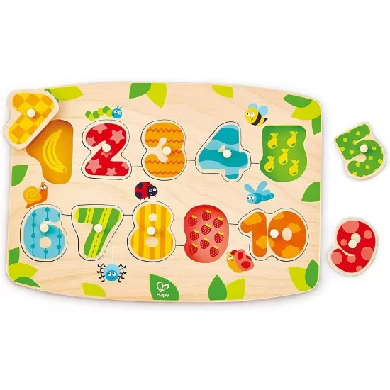 Puzzle din lemn numere Hape 10 piese Puzzle din lemn numere Hape 10 piese