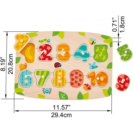 Puzzle din lemn numere Hape 10 piese Puzzle din lemn numere Hape 10 piese