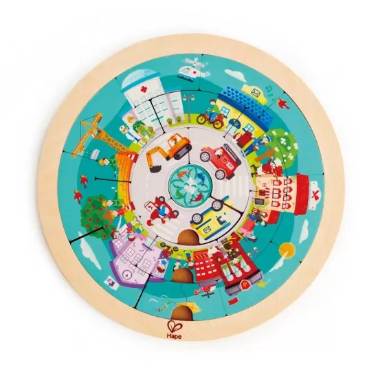 Puzzle rotund din lemn cu 2 fete Meseriile Hape Puzzle rotund din lemn cu 2 fete Meseriile Hape