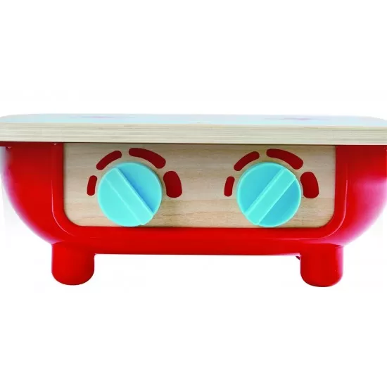 Set de joaca plita din lemn cu accesorii bucatarie Hape Set de joaca plita din lemn cu accesorii bucatarie Hape