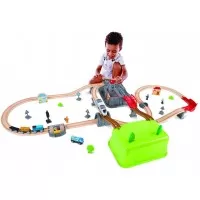 Set trenulet constructii cu cutie de depozitare Hape