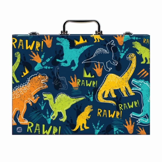 Set de desen Deluxe Happi Hobbi Art Case cu 100 de accesorii Dinozaur Set de desen Deluxe Happi Hobbi Art Case cu 100 de accesorii Dinozaur