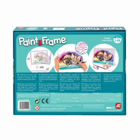 Set pictura pe numere Catelus si Pisicuta Paint and Frame