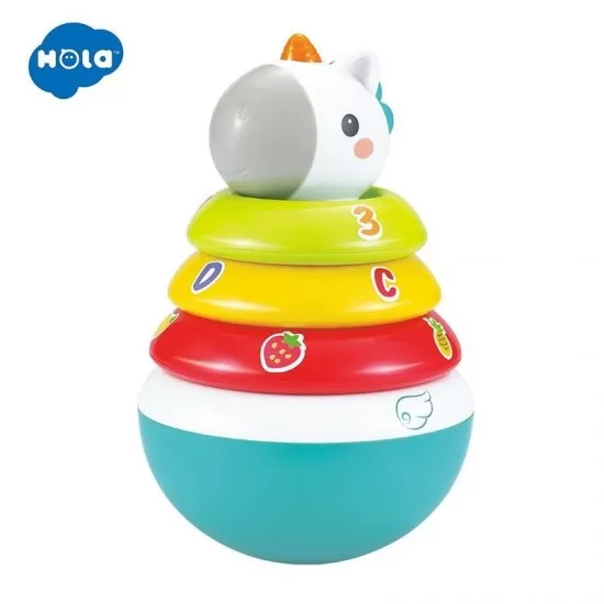 Jucarie bebelusi Roly Poly Unicorn cu inele pentru stivuit Jucarie bebelusi Roly Poly Unicorn cu inele pentru stivuit