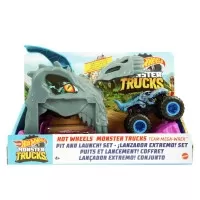 Lansator Monster Truck Team Mega Wrex cu doua masinute Hot Wheels 