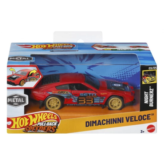 Masinuta metalica cu sistem pull back Dimachinni Veloce Night Burnerz Hot Wheels scara 1:43 Masinuta metalica cu sistem pull back Dimachinni Veloce Night Burnerz Hot Wheels scara 1:43