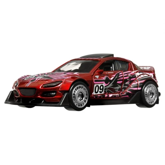 Masinuta metalica Hot Wheels cu sistem pull back Mazda 2004 RX8 Custom scara 1:43