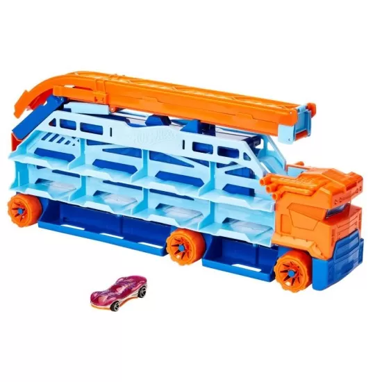 Mega transportator masini si pista de lansare Hot Wheels Mega transportator masini si pista de lansare Hot Wheels