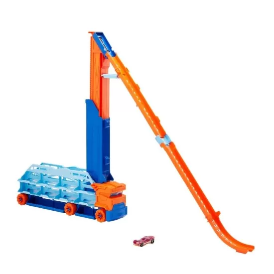 Mega transportator masini si pista de lansare Hot Wheels Mega transportator masini si pista de lansare Hot Wheels