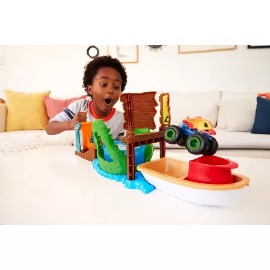 Set de joaca Hot Wheels Monster Truck Color Shifters - Atacul crocodilului Set de joaca Hot Wheels Monster Truck Color Shifters - Atacul crocodilului
