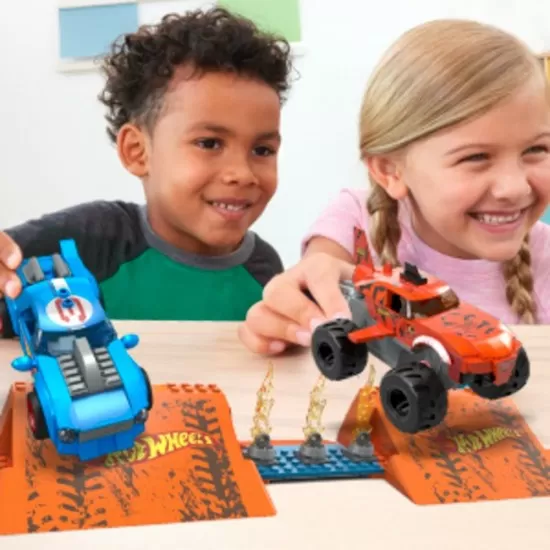 Set constructie cursa Tiger Shark Chomp Hot Wheels Monster Truck Mega 245 piese Set constructie cursa Tiger Shark Chomp Hot Wheels Monster Truck Mega 245 piese
