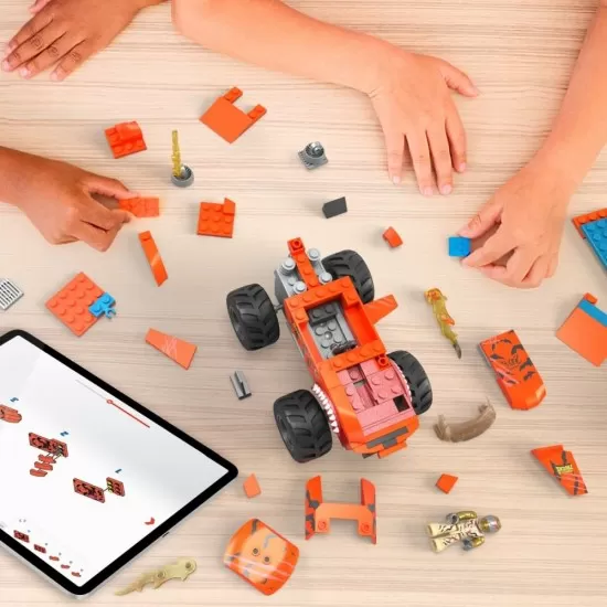 Set constructie cursa Tiger Shark Chomp Hot Wheels Monster Truck Mega 245 piese Set constructie cursa Tiger Shark Chomp Hot Wheels Monster Truck Mega 245 piese