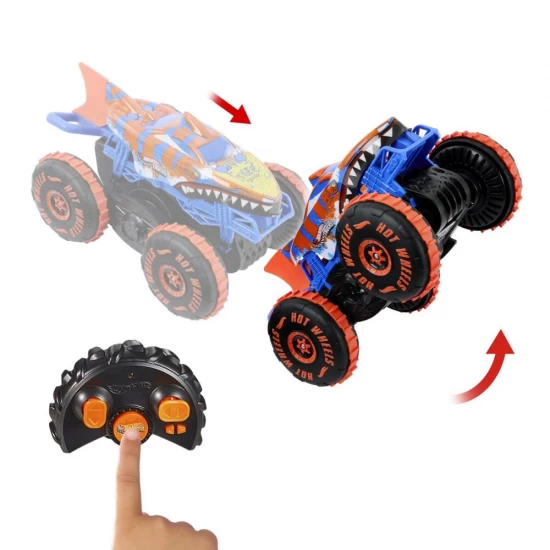 Masina cu telecomanda Hot Wheels Monster Truck Sharks vs Dinos Tiger Shark Climber