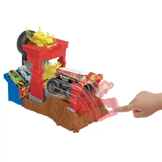 Set de joaca Hot Wheels Monster Trucks Entry Challenge Arena Smashers - Provocarea Fire Crash Set de joaca Hot Wheels Monster Trucks Entry Challenge Arena Smashers - Provocarea Fire Crash