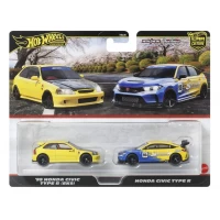 Set 2 masinute metalice Hot Wheels Premium Honda Civic 99 Typer R EK9 si Honda Civic Typer R scara 1:64