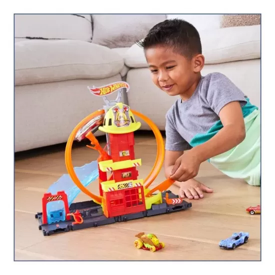 Statia de pompieri Super Loop Hot Wheels 