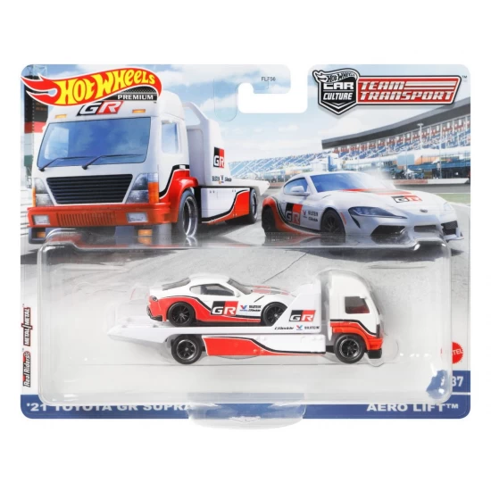 Transportator Aero Lift Hot Wheels cu masinuta Toyota 21 GR Supra scara 1:64