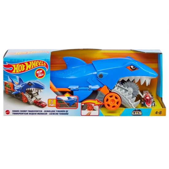 Transportator Hot Wheels rechin cu masinuta inclusa
