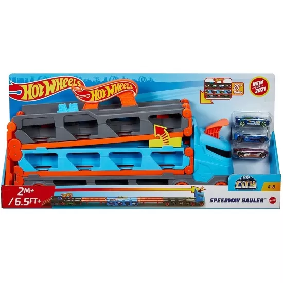 Mega transportator masini si pista 2 in 1 Hot Wheels