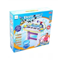 Instrument muzical pianina electronica Malplay cu scaun si microfon 45 cm inaltime albastru