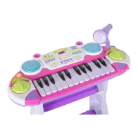 Instrument muzical pianina electronica Malplay cu scaun si microfon 45 cm inaltime roz