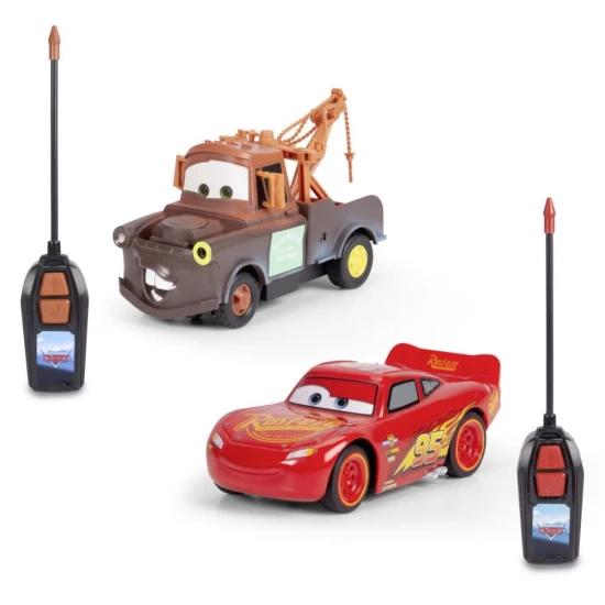 Set 2 masinute cu telecomanda Fulger McQueen si Mater scara 1:32