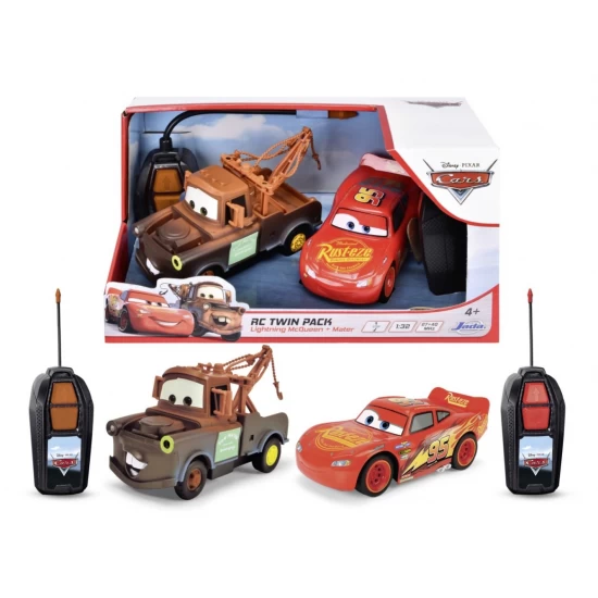 Set 2 masinute cu telecomanda Fulger McQueen si Mater scara 1:32