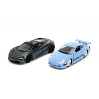 Set 2 masinute metalice Porsche 911 GT3 RS si McLaren 720S Fast and Furious Legacy scara 1:32
