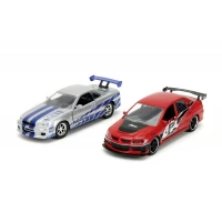 Set 2 masini metalice Mitsubishi Lancer Evolution IX 1:32 Jada Fast and Furious 