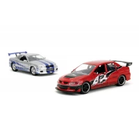 Set 2 masini metalice Mitsubishi Lancer Evolution IX 1:32 Jada Fast and Furious 