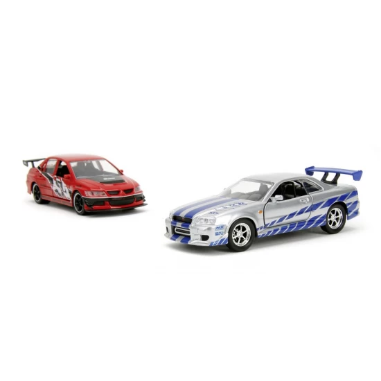 Set 2 masini metalice Mitsubishi Lancer Evolution IX 1:32 Jada Fast and Furious 