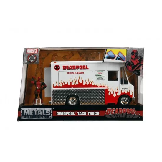 Set camionul de mancare Marvel scara 1:24 si figurina metalica Deadpool Set camionul de mancare Marvel scara 1:24 si figurina metalica Deadpool