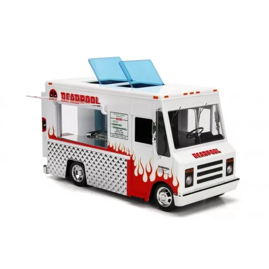 Set camionul de mancare Marvel scara 1:24 si figurina metalica Deadpool Set camionul de mancare Marvel scara 1:24 si figurina metalica Deadpool