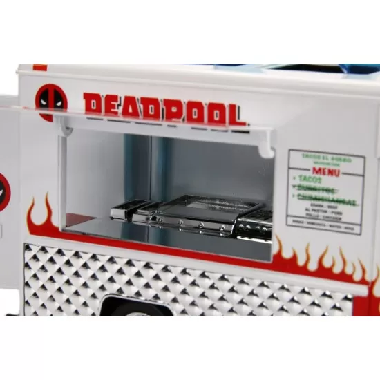 Set camionul de mancare Marvel scara 1:24 si figurina metalica Deadpool Set camionul de mancare Marvel scara 1:24 si figurina metalica Deadpool