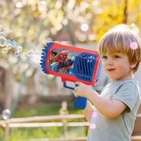 Jucarie pistol pentru baloane de sapun, sufla sute de baloane, cu lumini, Spiderman