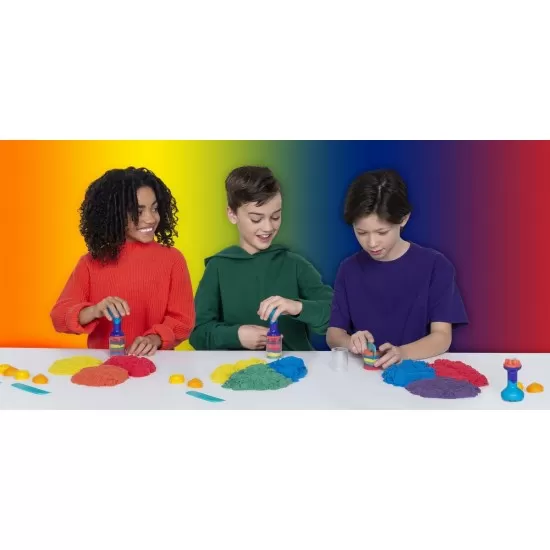 Set Kinetic Sand curcubeu cu accesorii