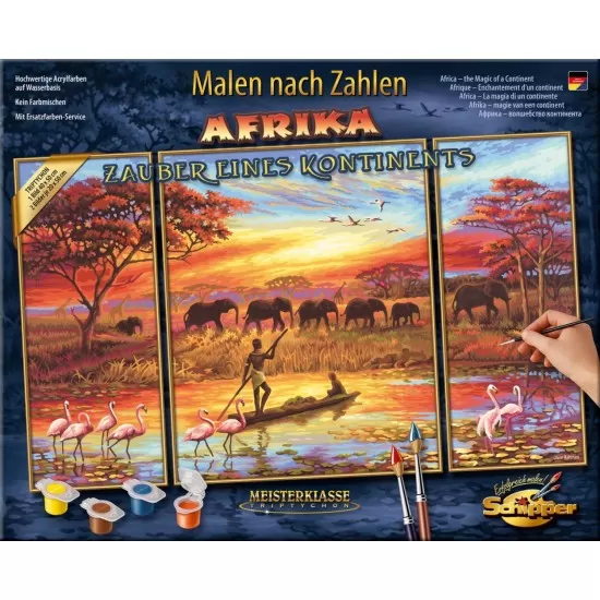 Set 3 tablouri pictura pe numere Schipper - Africa, un continent magic Set 3 tablouri pictura pe numere Schipper - Africa, un continent magic