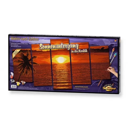 Kit 5 tablouri pictura pe numere Schipper - Apus in Caraibe