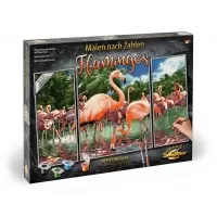 Kit 3 tablouri pictura pe numere Schipper Flamingo