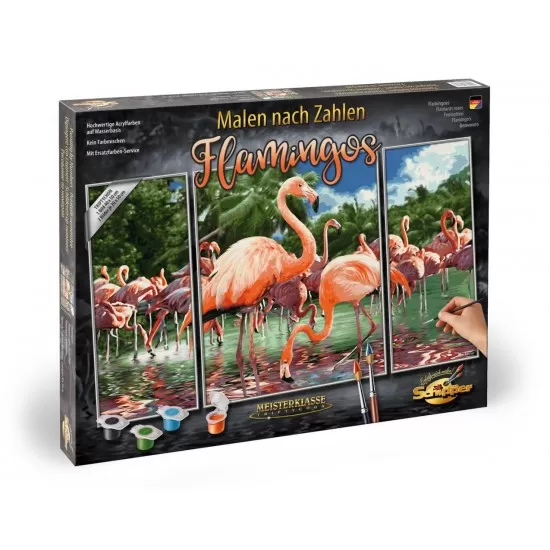 Kit 3 tablouri pictura pe numere Schipper Flamingo Kit 3 tablouri pictura pe numere Schipper Flamingo