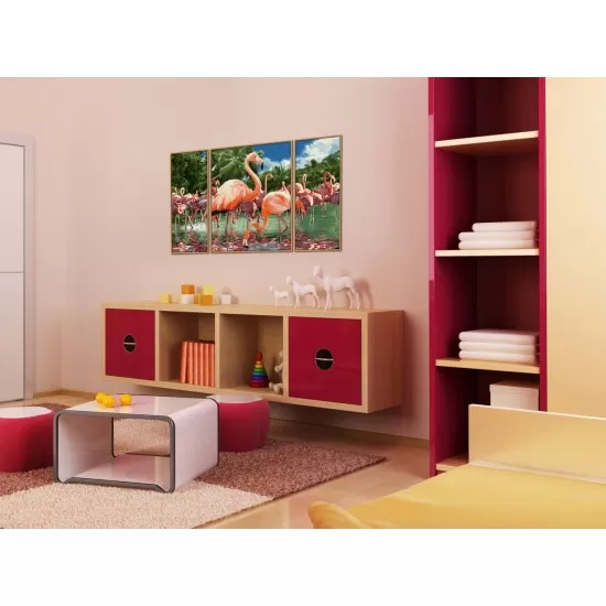 Kit 3 tablouri pictura pe numere Schipper Flamingo Kit 3 tablouri pictura pe numere Schipper Flamingo