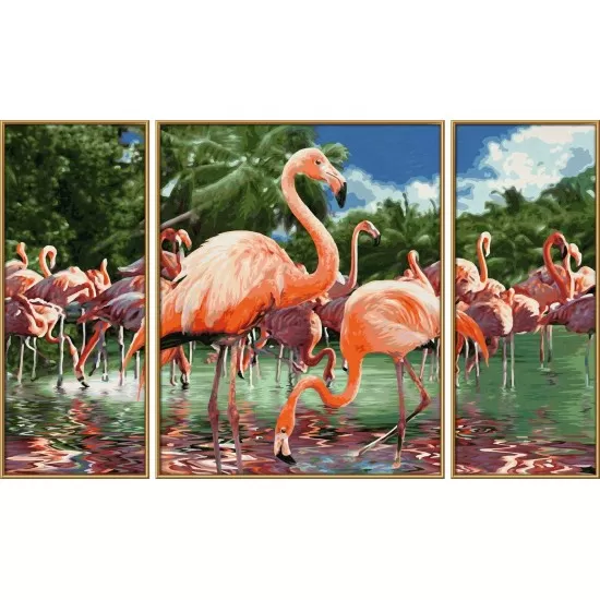 Kit 3 tablouri pictura pe numere Schipper Flamingo Kit 3 tablouri pictura pe numere Schipper Flamingo