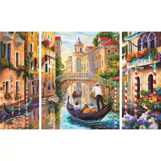 Kit 3 tablouri pictura pe numere Schipper - In Venetia pe canale Kit 3 tablouri pictura pe numere Schipper - In Venetia pe canale