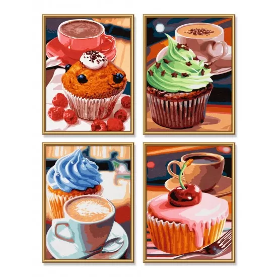 Kit pictura pe numere Schipper - Quatro briose delicioase Kit pictura pe numere Schipper - Quatro briose delicioase