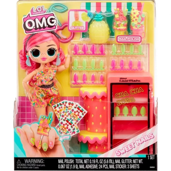 Set papusa cu accesorii L.O.L. Surprise! OMG Sweet Nails Pinky Pops Fruit Shop